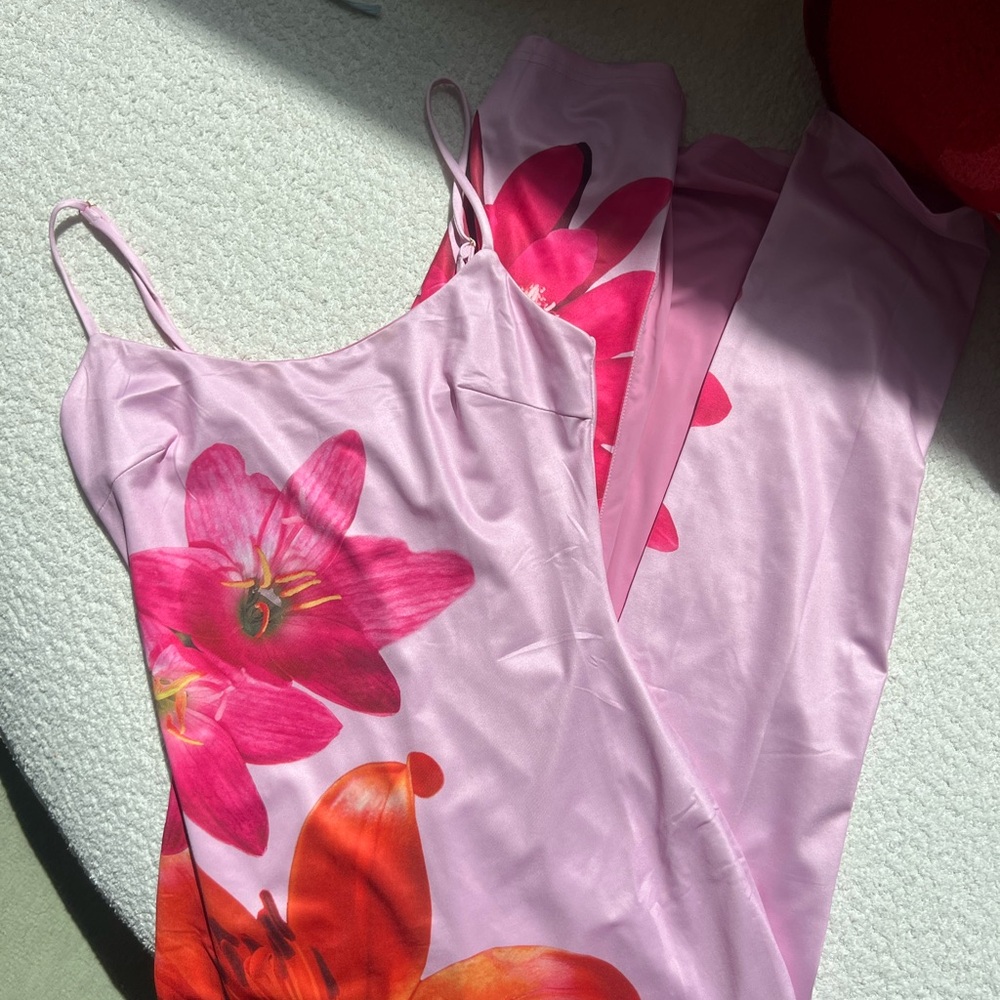 Floral Pink and Orange Women's Dress